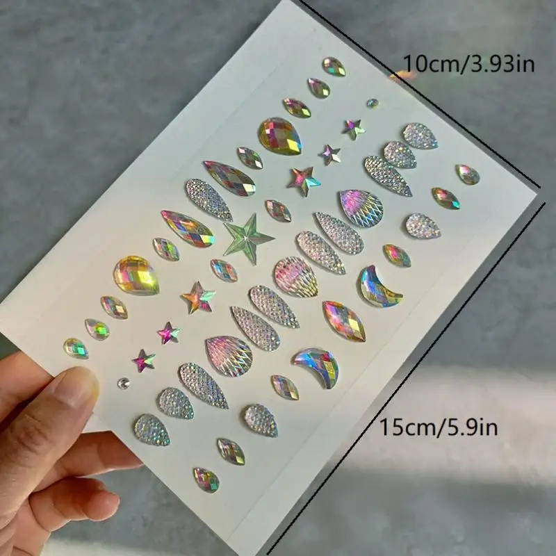 Поддельная татуировка 3D татуировка на лицо кристалл наклейка одноразовые очаровательные драгоценные камни стразы наклейка водостойкая блестящая временная татуировка наклейка
