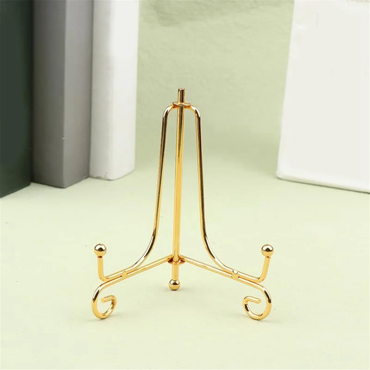 Gold Display Stand Craft Bracket Book Holder Photo Pedestal Bowl Dish Frame Picture Plate Rack Easel Storage Decor-12cm