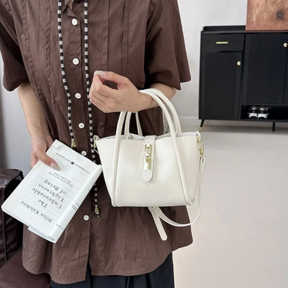 

Casual Chic Slant Cross Bucket Bag High-End Leather Single Shoulder Bag Commuting Luxury Women's Handbag Female