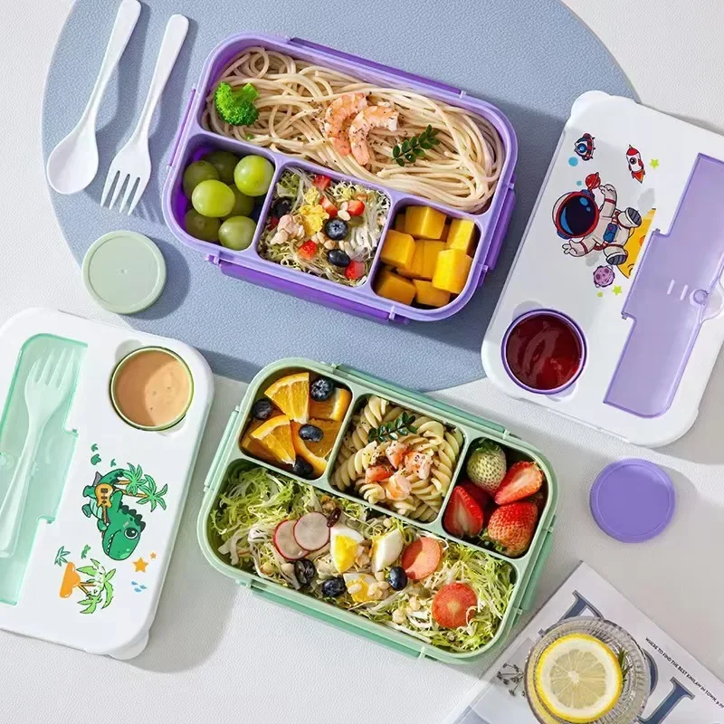 1300ML Bento Lunch Box for Kids Girls Cute Dinosaur Bento Box Sandwich Snack Fruit Box Food Storage Container Microwave Oven