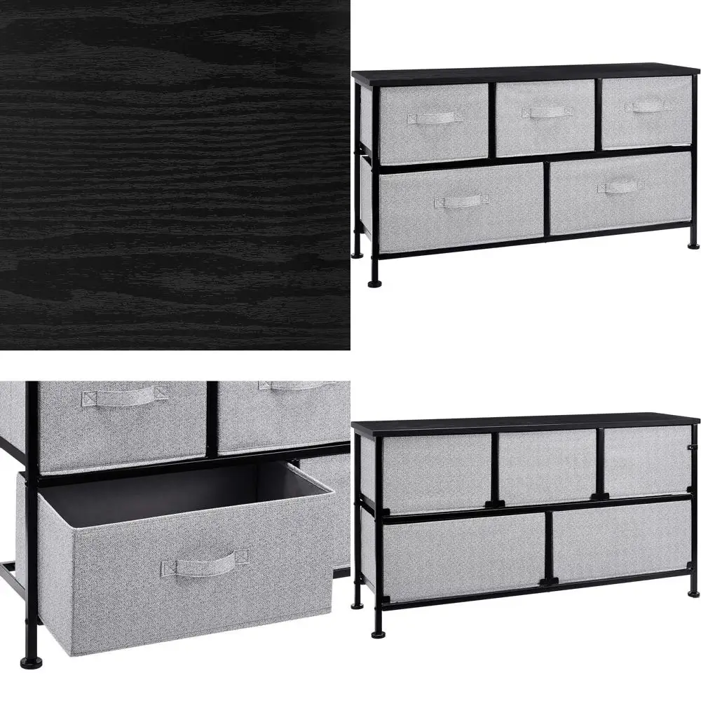 

Черный тканевый органайзер для хранения с 5 полками, особо широкий