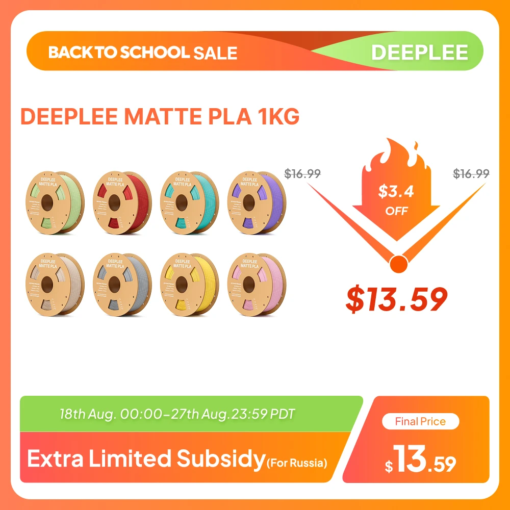 DEEPLEE Filamento PLA opaco da 10 kg 1,75 mm Stampa 3D per stampante 3D Spedizione da CZ/DE/ES