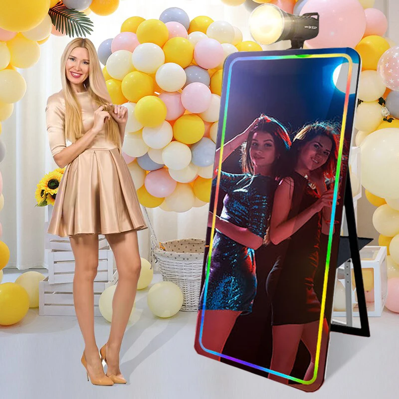 55'' Selfie Magic Photo Mirror Booth Case Magic Mirror Photobooth With Camera Printer Metal Shell Video Booth Flight Case