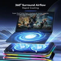 COOLCOLD RGB Laptop Cooling Pad, Gaming Laptop Cooler with Dual Powerful Turbofan, Fast Cooling Laptop 15.6-17inch Notebook - Image 2