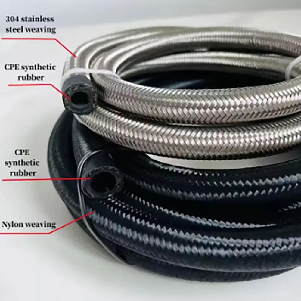 خرطوم الوقود العام، خرطوم تبريد الهواء الزيتي، سلك أسود من النايلون المقاوم للصدأ مضفر داخلي CPE المطاط AN4 AN6 AN8 AN10 AN12 AN16 AN2