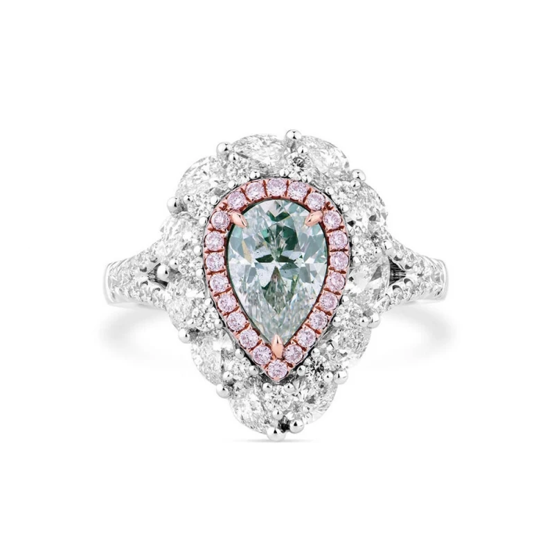 Bellux Waterdrop Blue-Green Moissanite 925 Sterling Silver Women's Ring Setting Pink White Zircon Jewelry Fashion Jewelry Ring