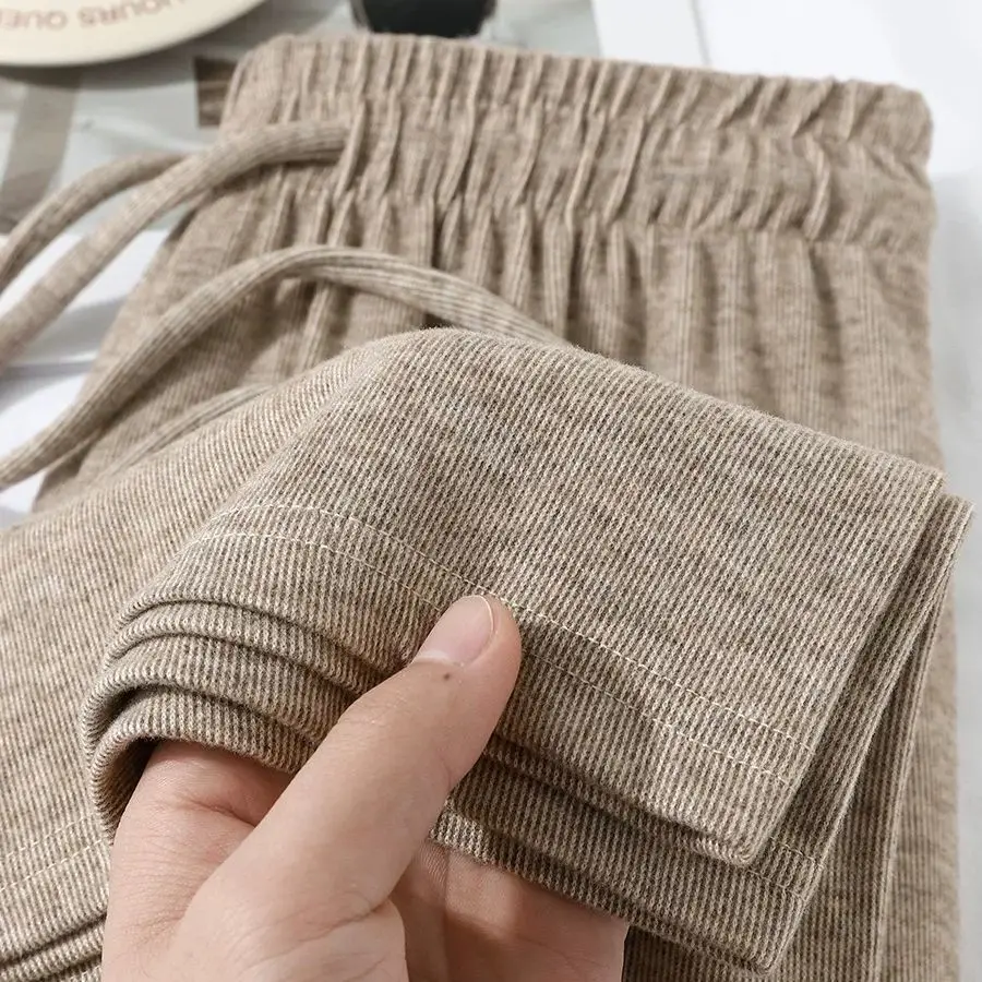 

Женские узкие брюки Soft Nuo с высокой талией, узкие брюки с клейким рисом, женские широкие брюки овсяного цвета, весна и осень