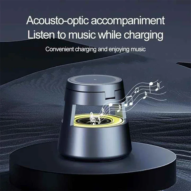 5 in 1 Magnetic Night Light Speaker Wireless Charger Stand For iPhone 16 15 14 13 12 Watch 9 8 Airpods Pro Fast Charging Station