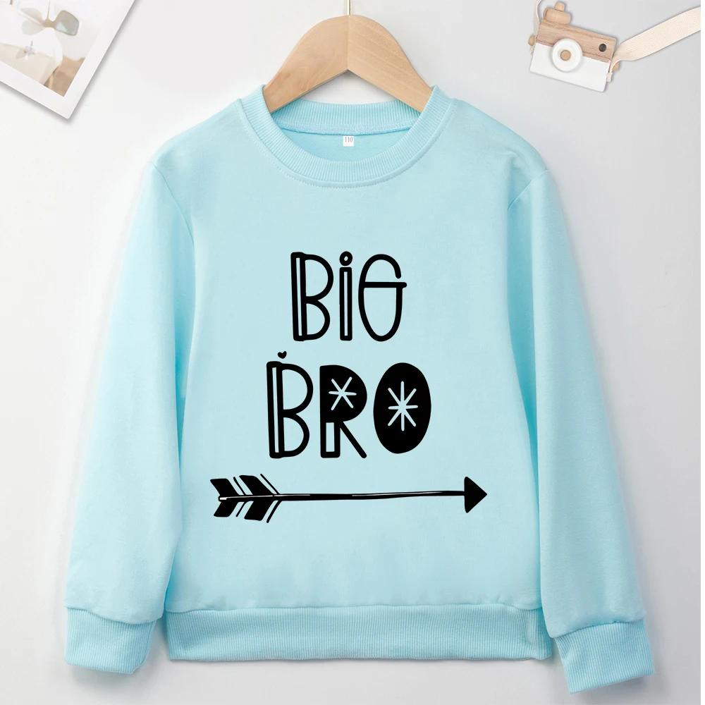 Exquisite BIG BRO Print Yellow Kids Sweatshirts Y2K Hoodless Top Clothes Baby Boy High Quality Trendy Child Sweater Dropship