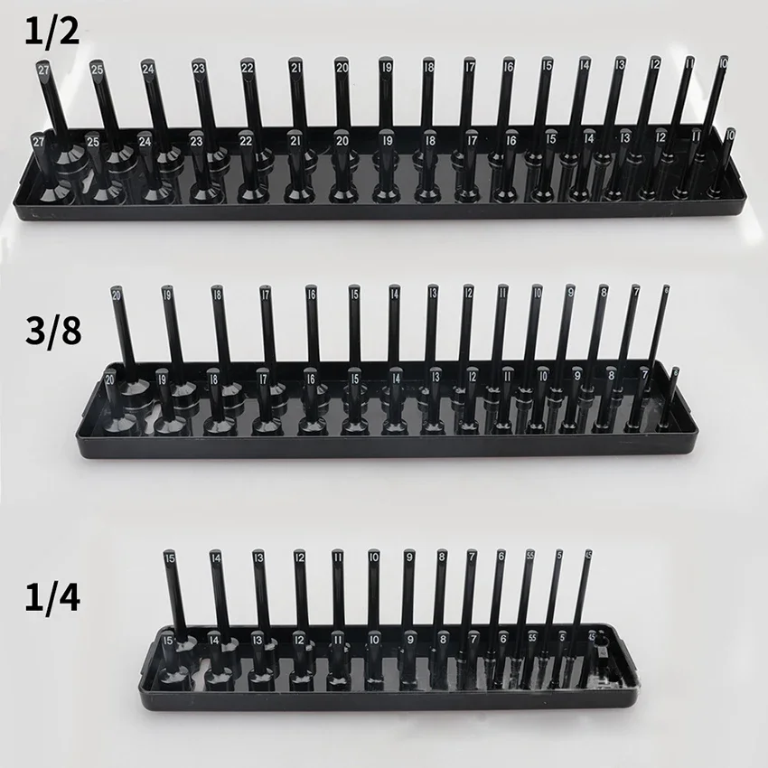 3PCS / Set Accessories Workshop Holder Storage Tool Socket Tray Organizer 1/4\'\' 3/8\'\' 1/2\'\' Metric Shelf Stand , werksta