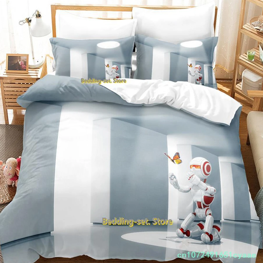 New Sci Fi Robot Bedding Set Single Twin Full Queen King Size Bed Set Adult Kid Bedroom Duvetcover Sets Anime Parure De Lit Bed