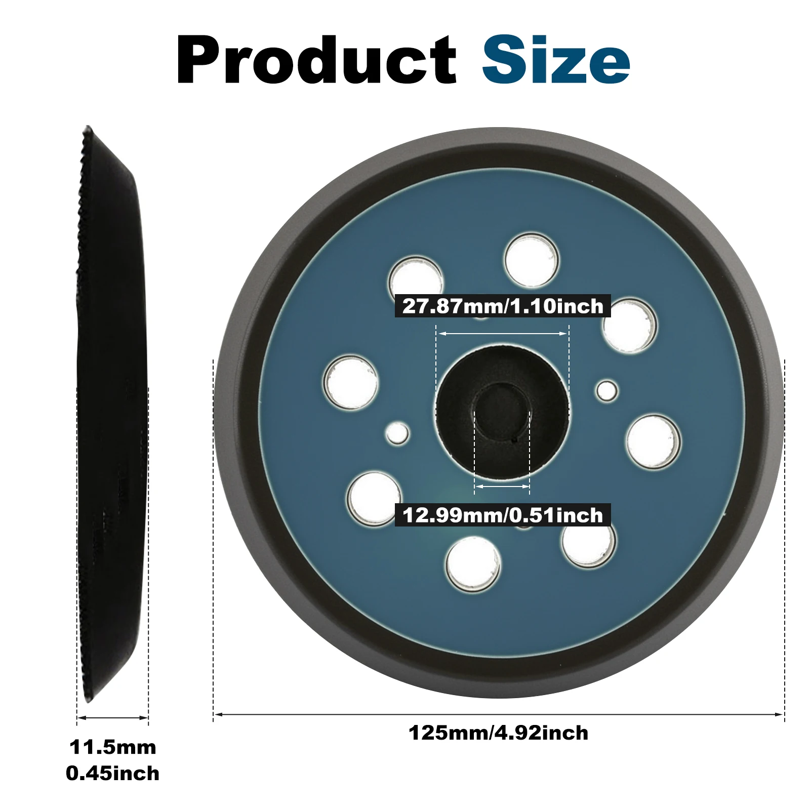 125mm 5 Inch Sander Pad 8-Holes 3/4 Nails Backing Sanding Disc Pad Hook Loop Sanding Pads for Electric Orbital Sander Polishing