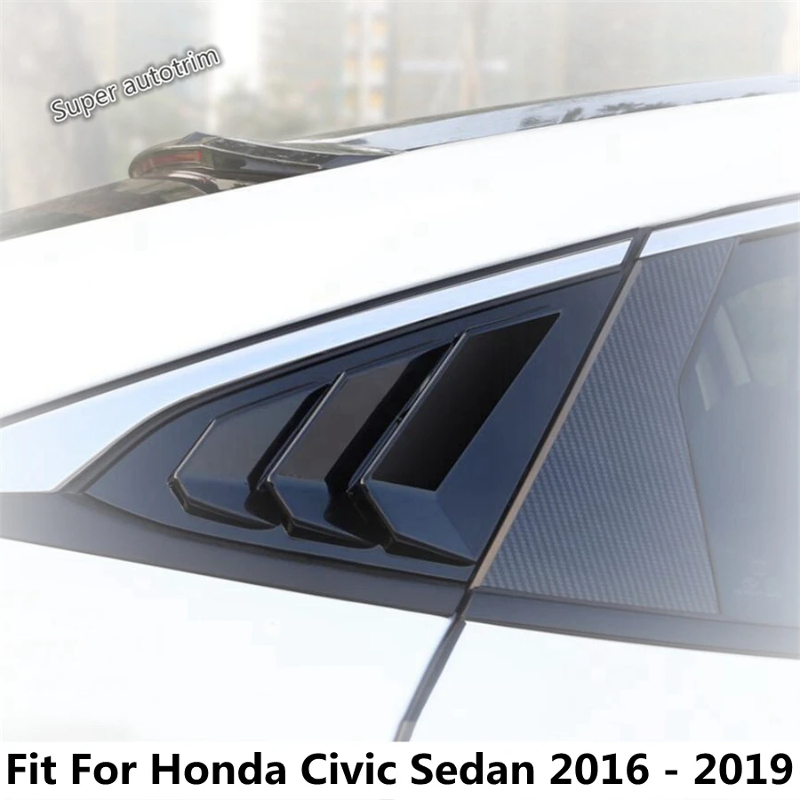 

Rear Window Louver Shutter Side Vent Sun Shade Panel Cover Trim For Honda Civic 10th Sedan 2016 -2019 Black Accessories Exterior