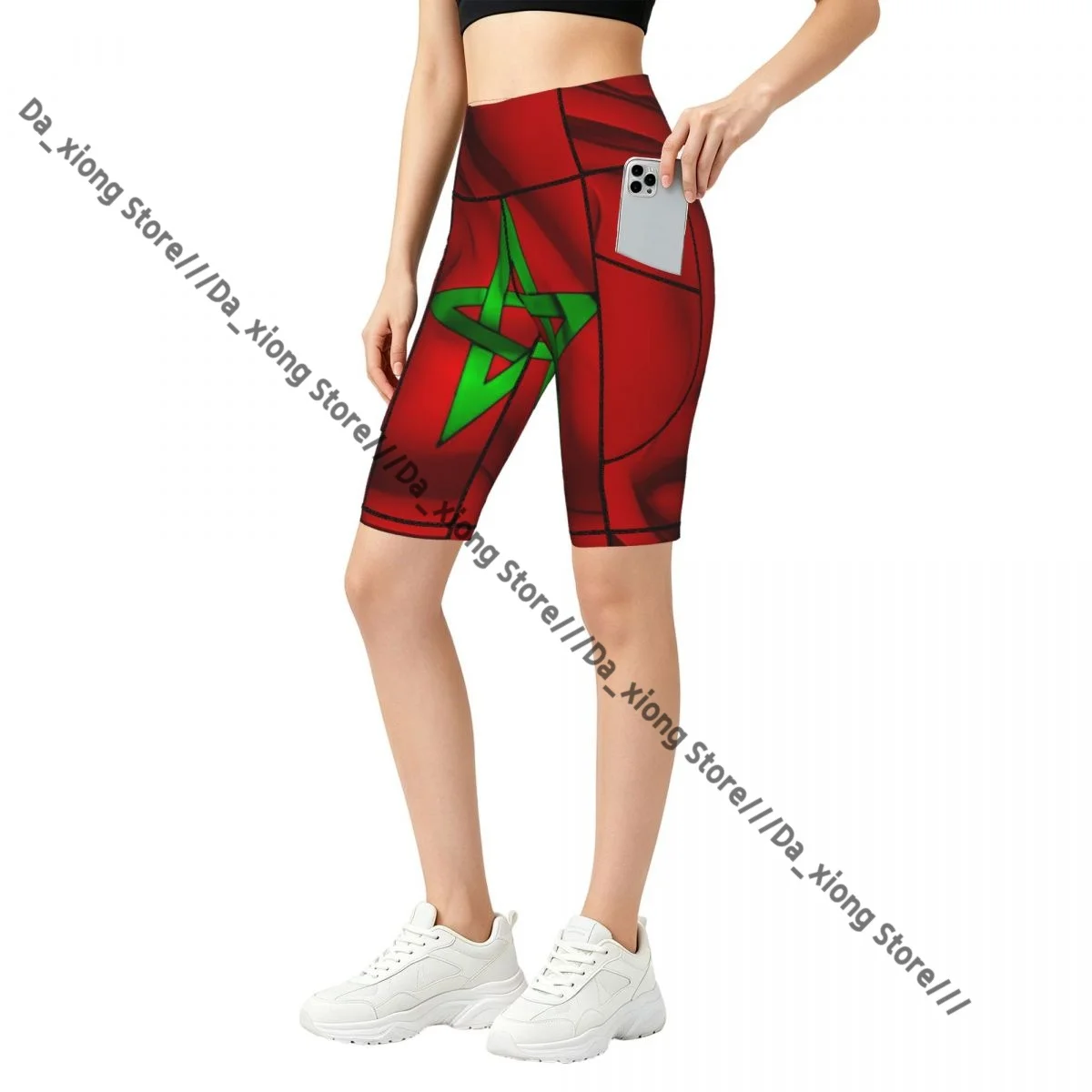 Comfortable Stretchy Yoga Shorts National Flag Of Morocco Women Gym Exercise Sports Trousers
