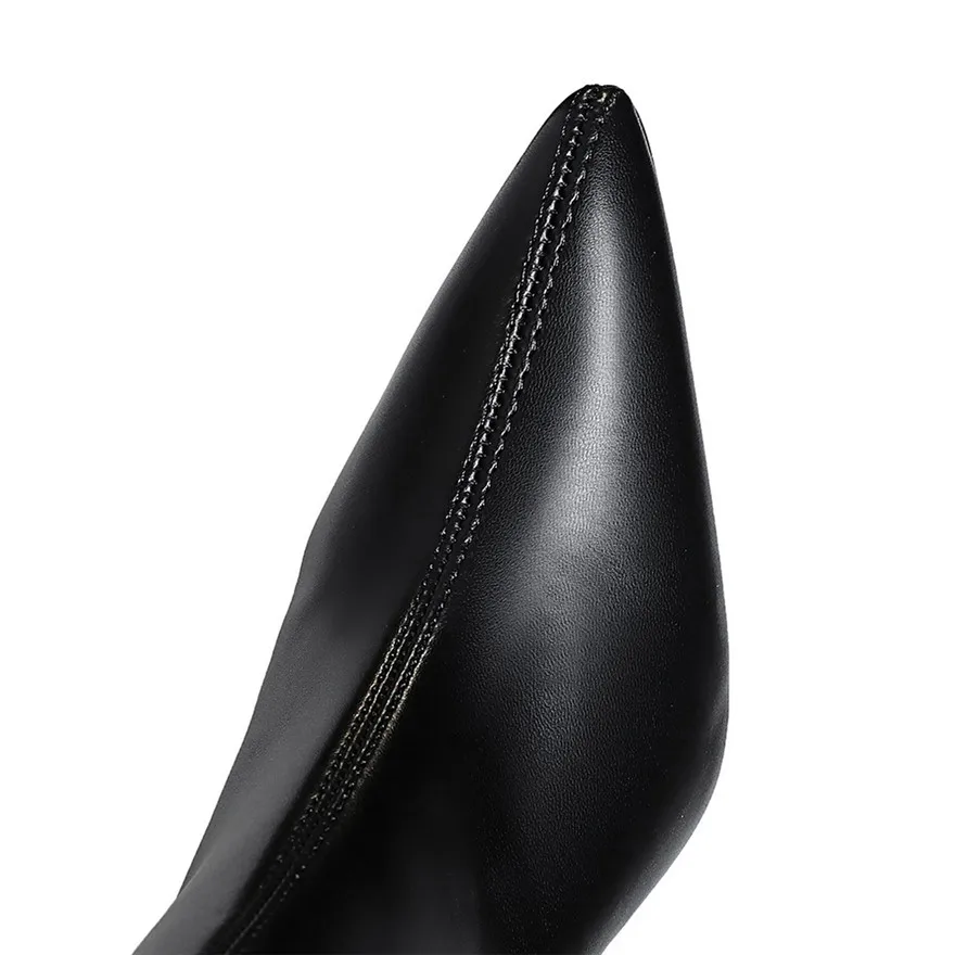 2024 autunno nuovi calzini alla caviglia scarpe donna punta a punta tacchi quadrati Slim in morbida pelle stivaletti Sexy Party Slip On Botas De