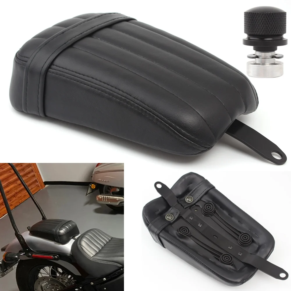 

Motorcycle Rear Pillion Passenger Seat Leather Cushion Pad PU Leather Black For Harley Street Bob 2018 2019 2020