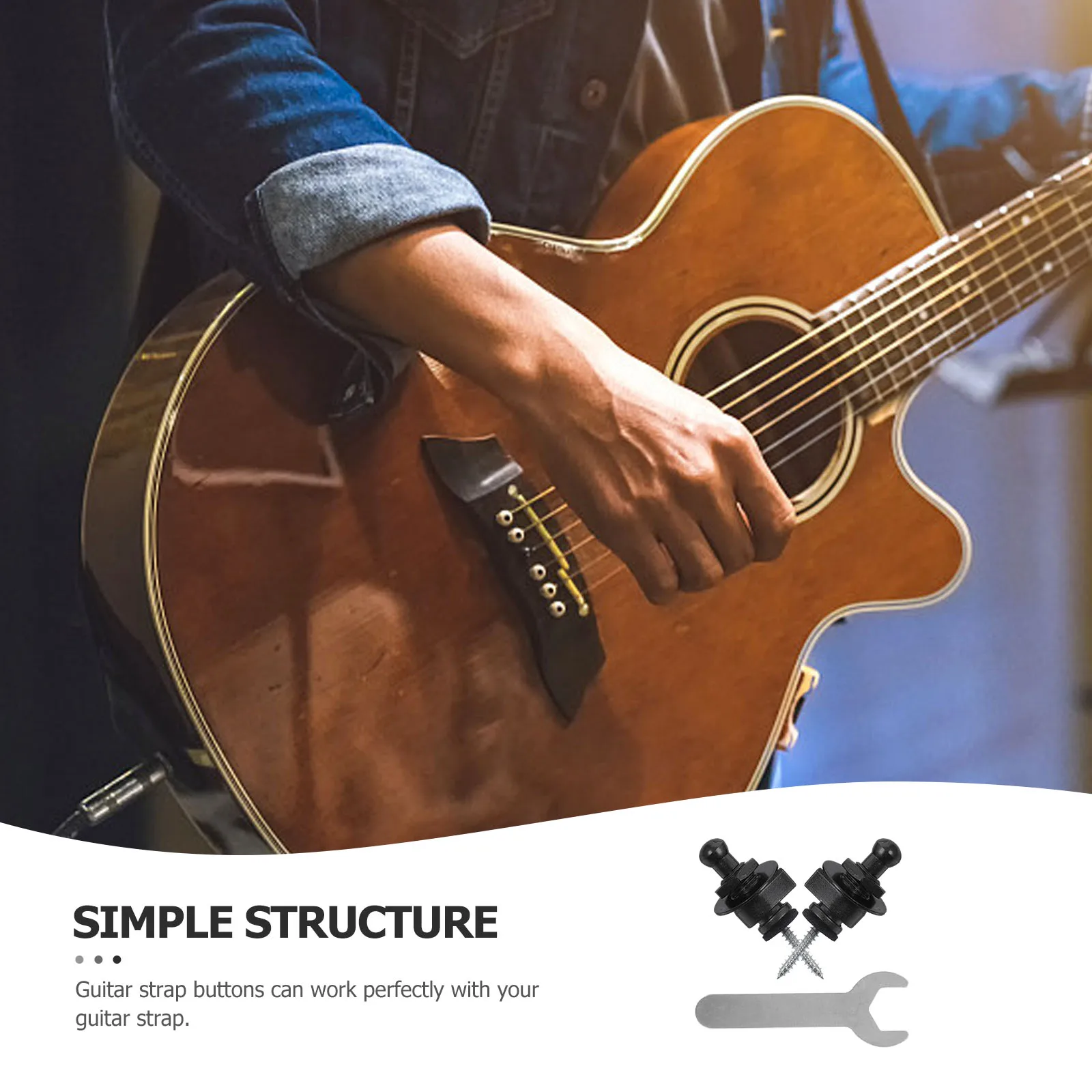 

2 Pcs Guitar Strap Lock Acoustic Button End Accessories Padded Pins Bass Buttons Locks Electric