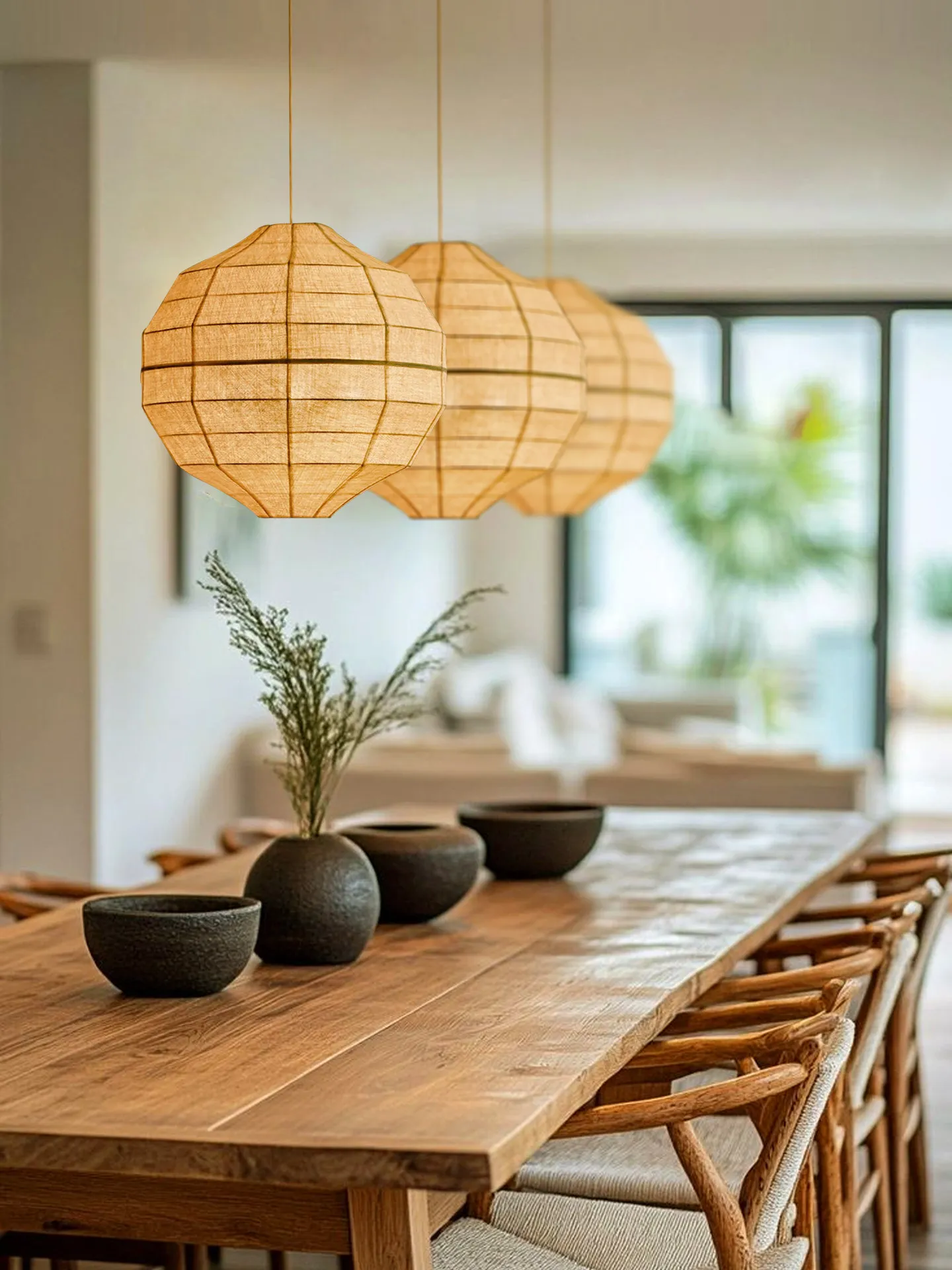 

Japanese Wabi Sabi Fabric Led Pendant Lights Living room Ceiling Chandelier Dining Table Light Home Decor Bedroom Lustre Lamps