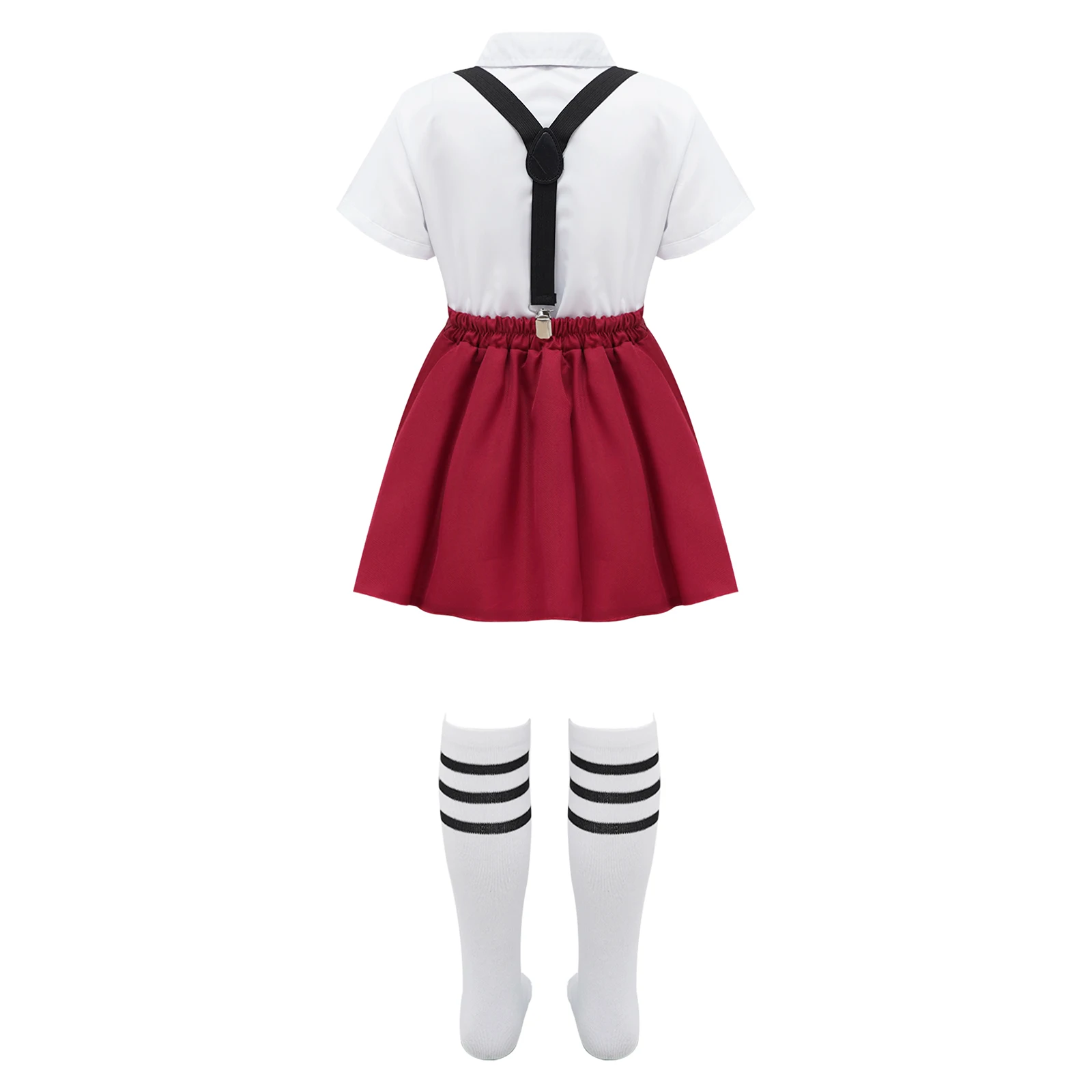 Kids Girls Student School Uniform Suit Short Sleeves Shirt JK Skirt Set Choir Stage Performance Set Children Schoolgirl Costume