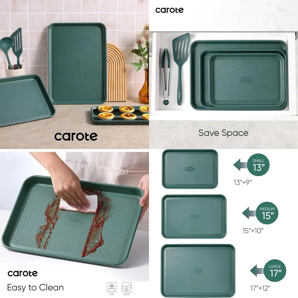 

Набор форм для выпечки оливково-зеленого цвета из 3 предметов с листовми для печенья 13 15 и 17