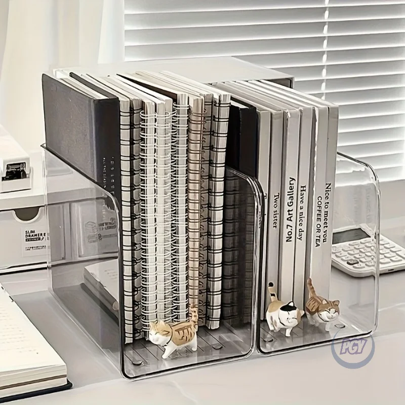 

Набор из 2 прозрачных акриловых органайзеров для стола с несколькими отделениями, подставка для книг, держатель для файлов, органайзер для канцелярии для дома и офиса