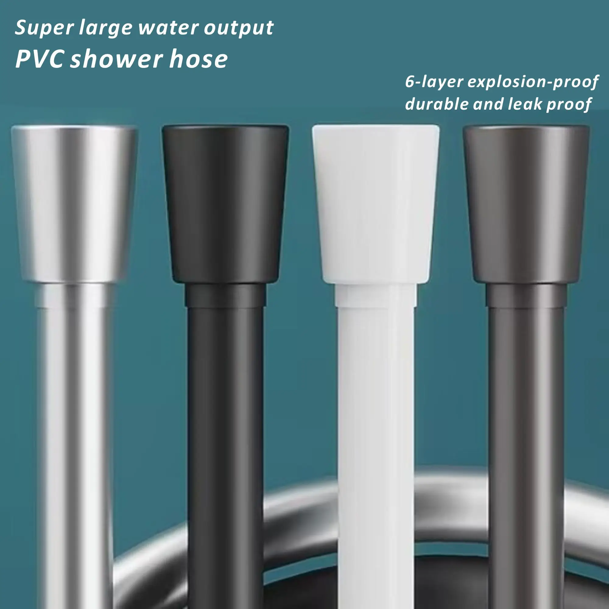 New 1.5/2/3m PVC Handheld Shower Head Hose Flexible Anti Winding Explosion-proof Water Tube Bathroom Faucet Hose Extension Pipe