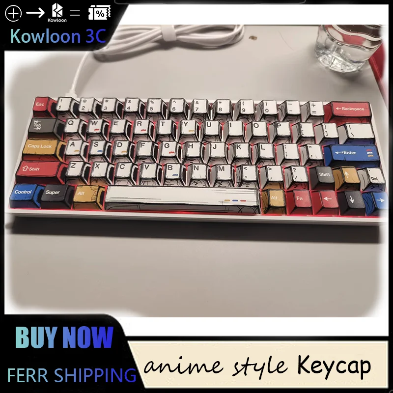 Anime Wind Keycap Mixed Light 136 Keys Original Height Heat Sublimation Pbt Material Wooting Mechanical Keyboard