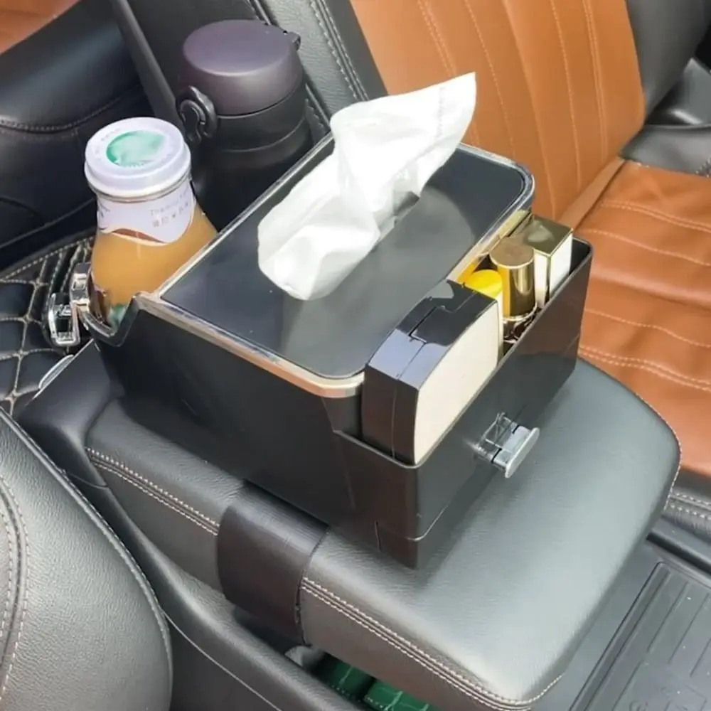 

Simple and Practical 3-in-1 Car Storage Plastics Neat Car Tissue Box Solid Storage Car Storage Organizer Car Interior Gadget