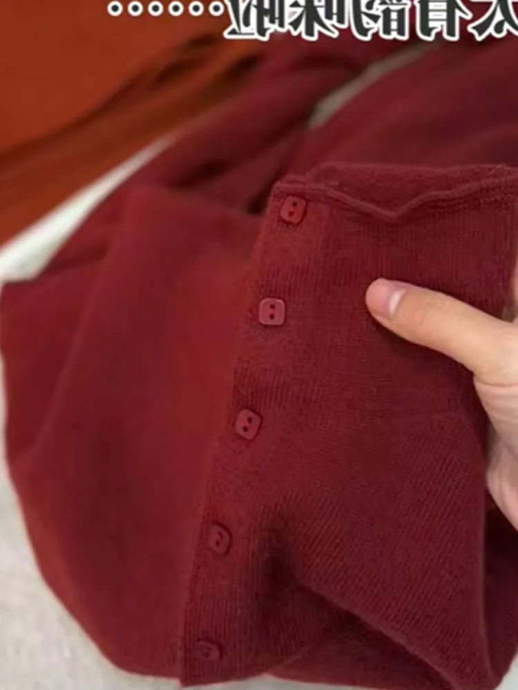 

Korean Sle Lazy Pure Color Knitted Sweater Coat Long Sve Casual Simple Soft Women's Faion Youthful Ele Outerwear