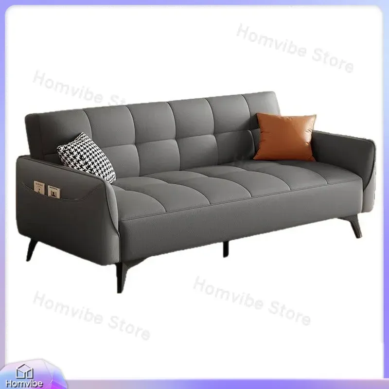 Modern Cat Scratching Leather Sofa Bed Foldable Multifunctional Dual Purpose Living Room Apartment Small Space Single Double