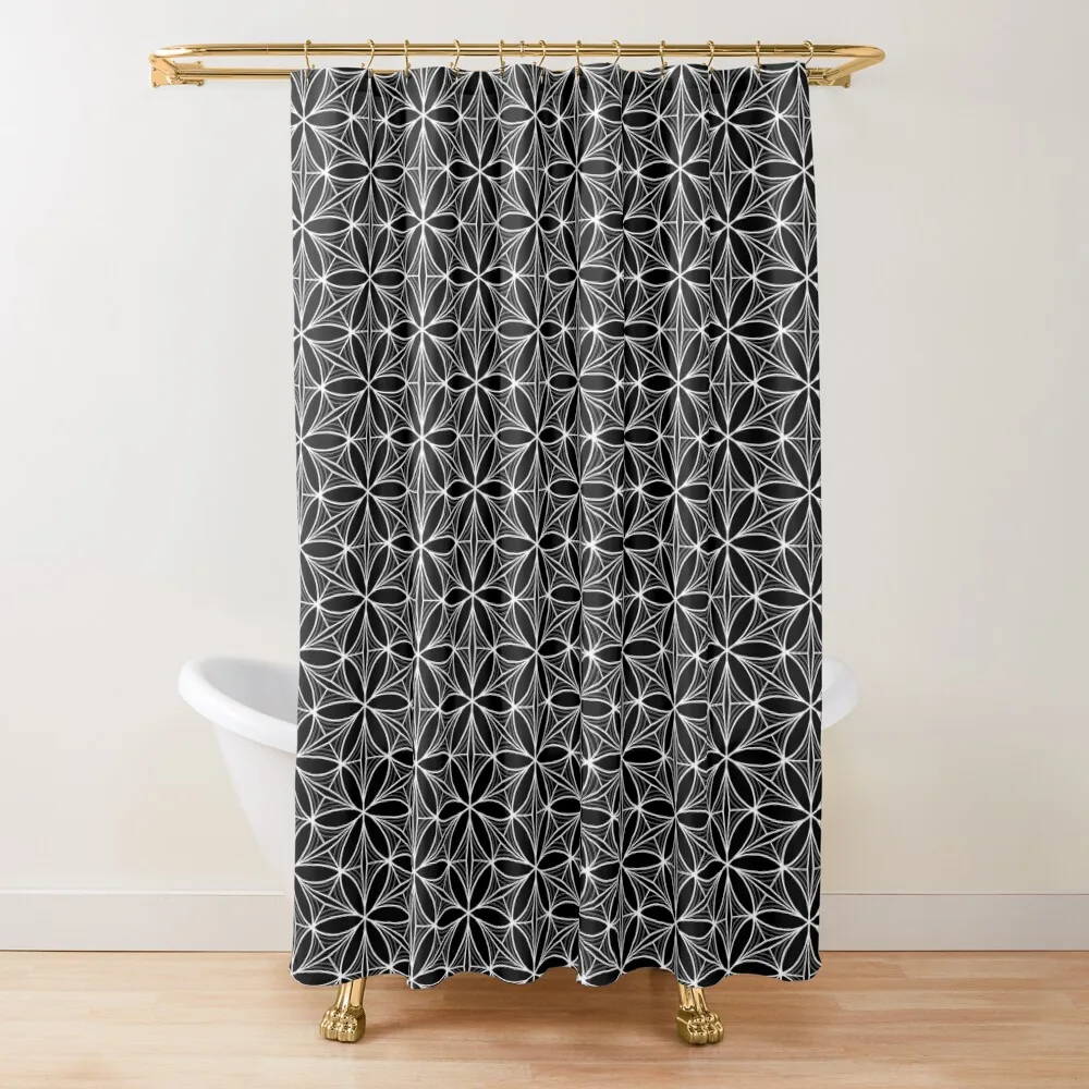 

Sacred Geometry Flower of Life Pattern in Black and White Shower Curtain Bathroom And Shower Shower For Bathrooms Curtain