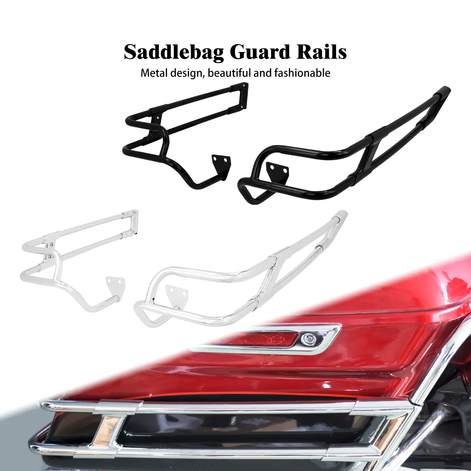 

хромированная седельная сумка, защитные направляющие для мотоцикла, задняя опора для Harley Touring Road King Street Electra Glide FLTRX 2014-Up