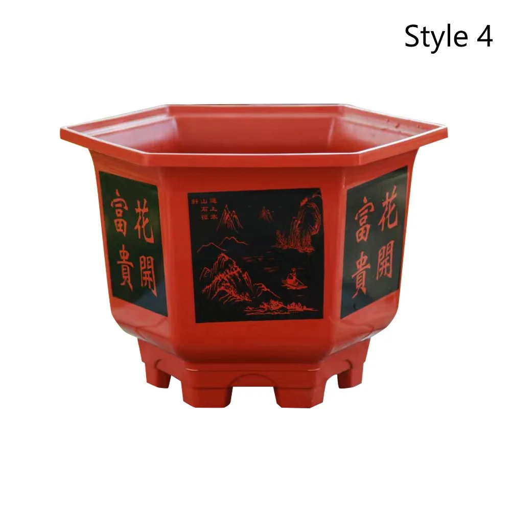 High-quality Plastic Flower Pot Thickened Resin Potted Bonsai Large-diameter Garden Supplies Hexagonal Pot