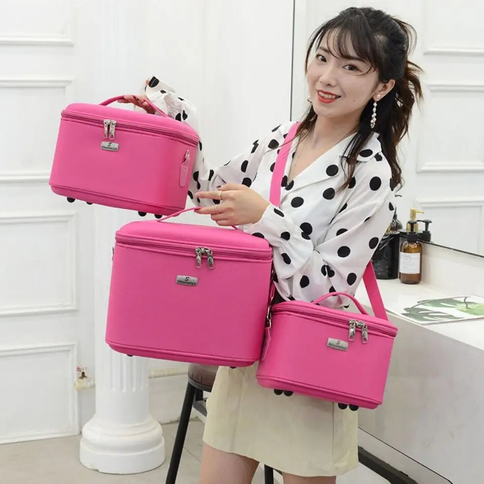 Cosmetic bag female portable simple large-capacity handheld cosmetic case toiletry bag multifunctional cosmetics storage bag