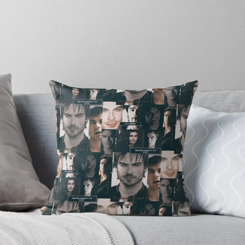 

damon collage Throw Pillow Decorative pillow case Plaid Sofa pillow