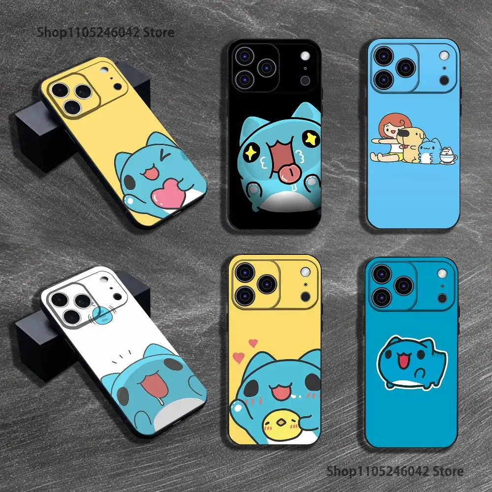 Capa de telefone fofa B-Bugcat Capoo para iPhone 17,16,15,14,13,12,11,Pro,XS,Max,XR,Plus,E,SE4,Mini capa macia preta