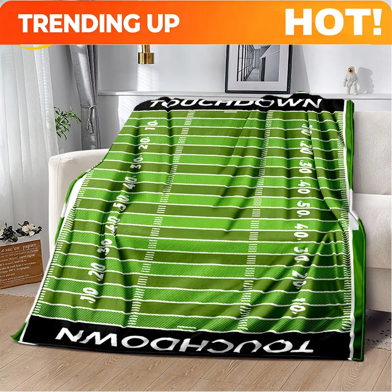 Customize 2025 Rugby Field Rugby American Football Cartoon Soft Blanket,Soft Throw Blanket for Home Bedroom Bed Sofa Travel Cove