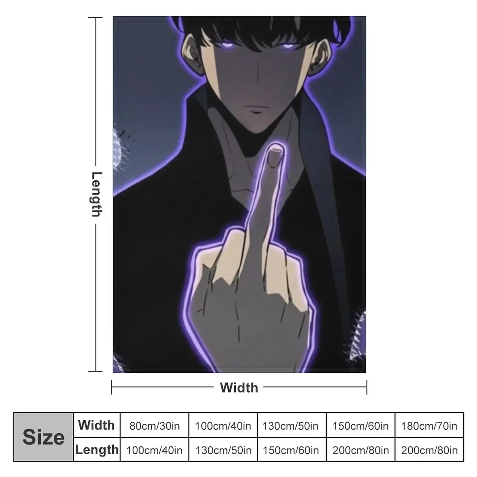 Sung Jin Woo Middle Finger Throw Blanket couch cozy soft plush fuzzy picnic outdoor blanket
