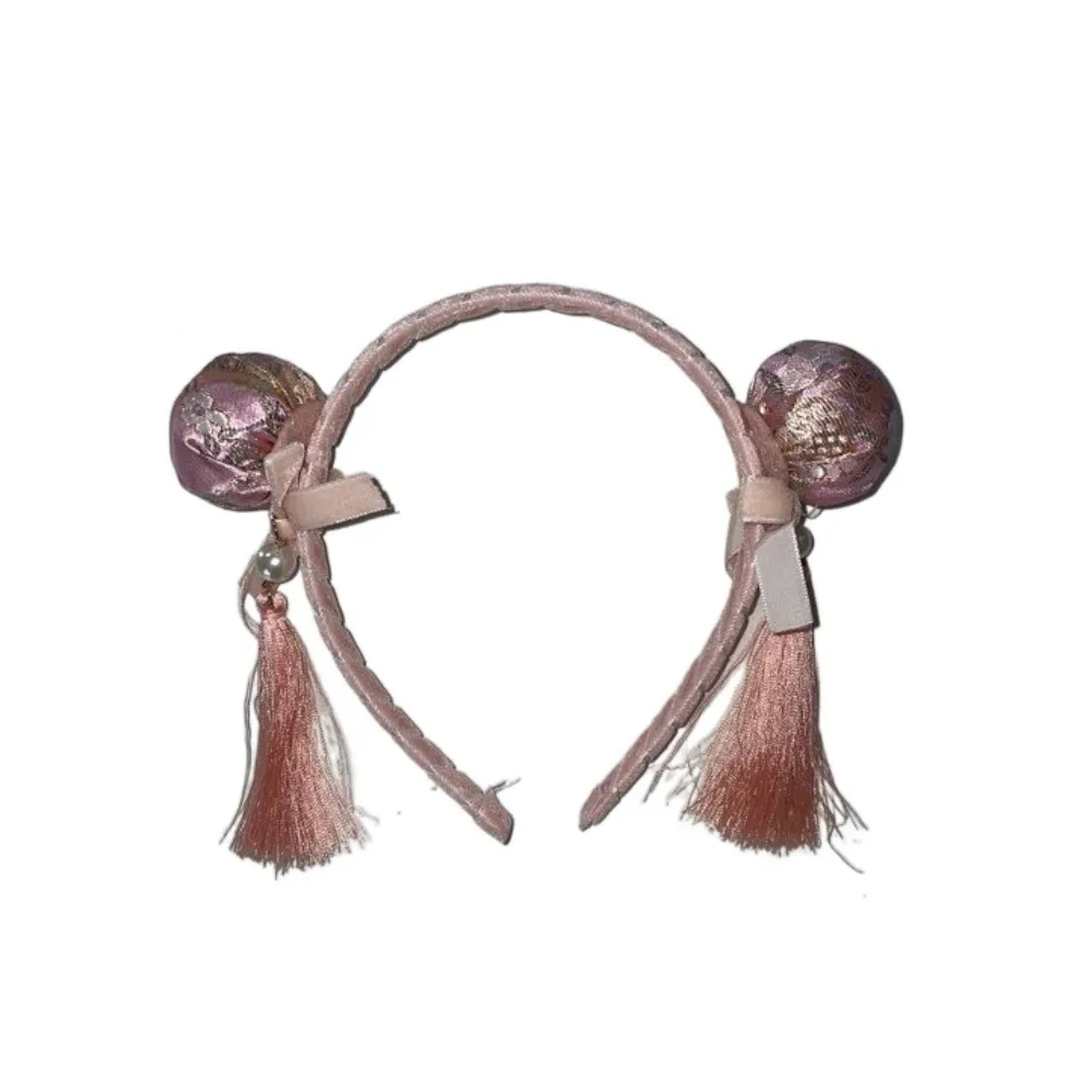 

Cute Fuwa Chinese New Year Headwear Tassel Plush Ball Children Headband Plush Ancient Style Hanfu Hair Bun Hair Hoop Girls