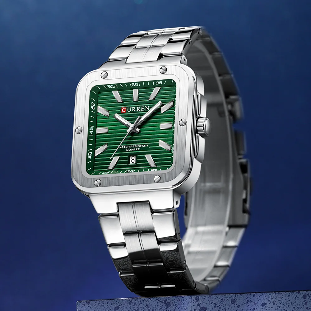 CURREN Fashion Men Sports Watc Auto Date Luminous Stainless Steel Band Wristwatch Men's Quartz Watch Men's Watches