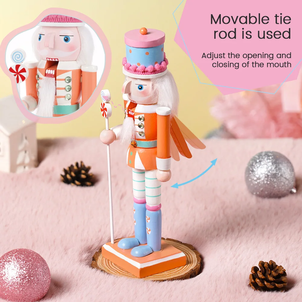 25CM Holz-Handwerkskunst Nussknacker-Soldat Ornament Süßigkeiten-Serie Puppenstatue Heim- und Bürodekoration Weihnachten Neujahr Geschenk – Detail 10
