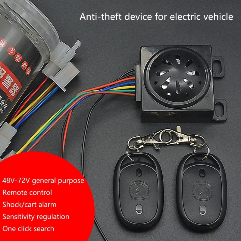 Electric Bike/Tricycle Wireless Remote Control Security Alarm 48V-72V Waterproof Universal Anti-Theft Alarm System 120db