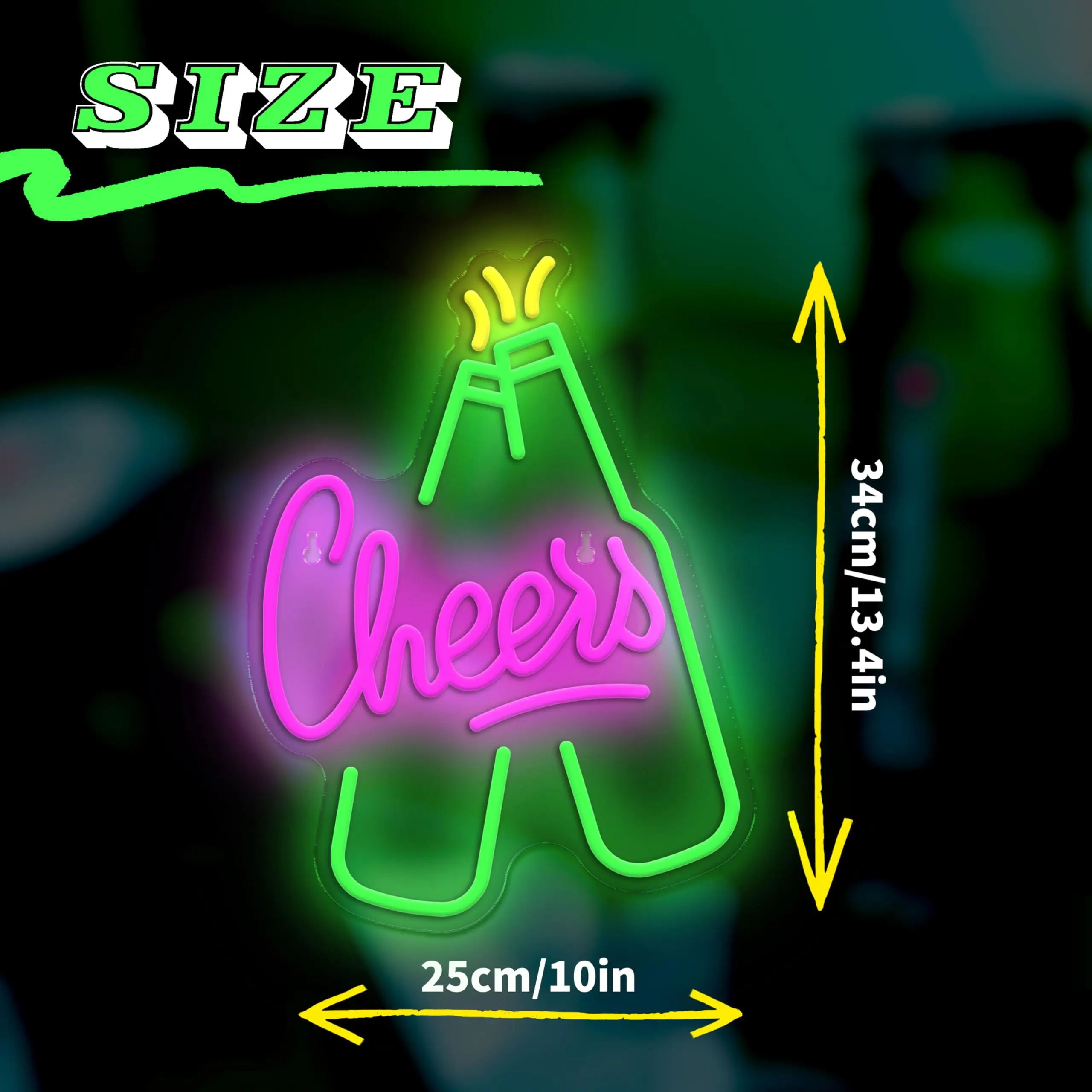 Beer Neon Sign,Beer Shape Cheers Led Sign Bar Neon Light for  Wall Decor,USB Powered Neon Signs for Home Bar bedroom Pub Holiday