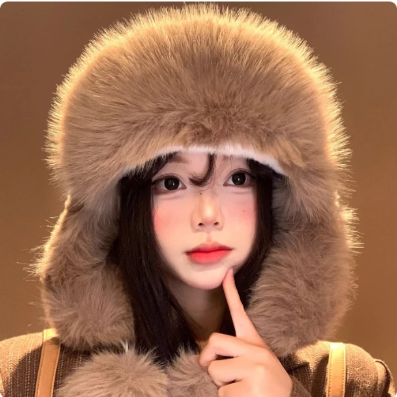 

Корейская однотонная плюшевая шапка Lei Feng для мужчин и женщин, зимние уличные универсальные велосипедные утолщенные шапки для защиты ушей, пилота