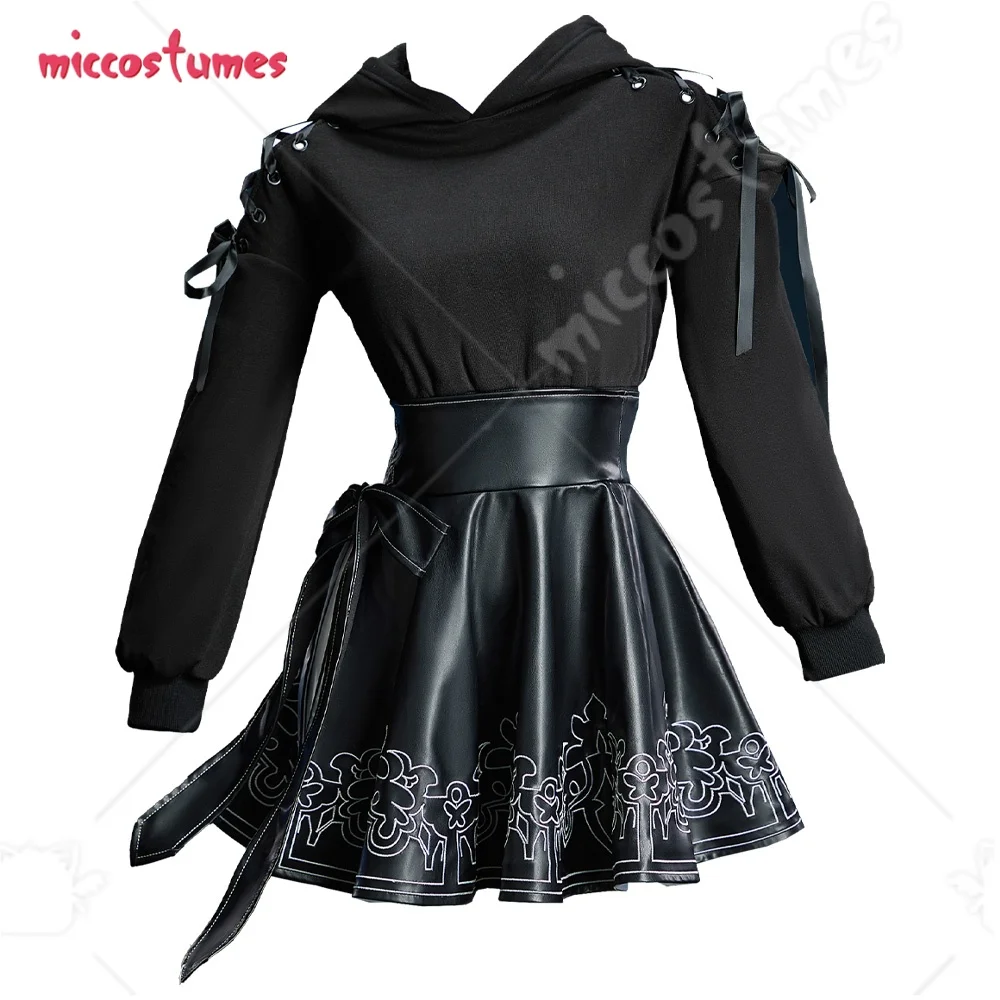 Miccostumes Gothic Cosplay-Kostüm für Damen, schwarzer, hoch taillierter Halbrock mit Schleife für Cosplay, Halloween