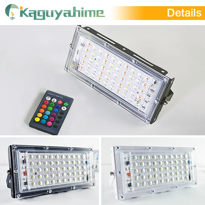 =(K)= LED Flood Light 50W RGB Floodlight 220V LED Street Reflector Spot Lamp waterproof IP65 outdoor Lighting led spotlight