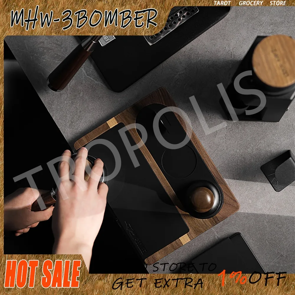 

MHW-3BOMBER 51-58mm Espresso Tamper Mat Portafilter Barista Coffee Tamping Station Wooden Coffee Accessories Storage Tool