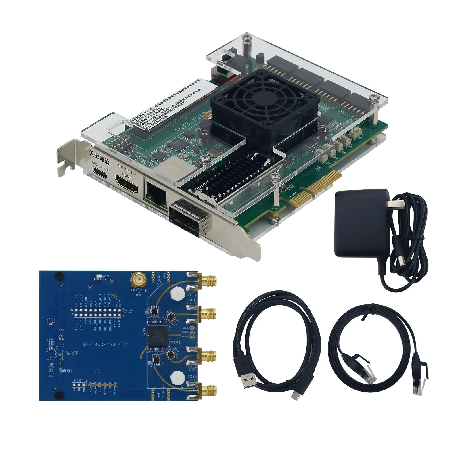 HamGeek XCKU5P Development Board + AD9361 RF Module FMCPCIE3.0 HD-MI-compatible 100G Gigabit Ethernet for FPGA Development
