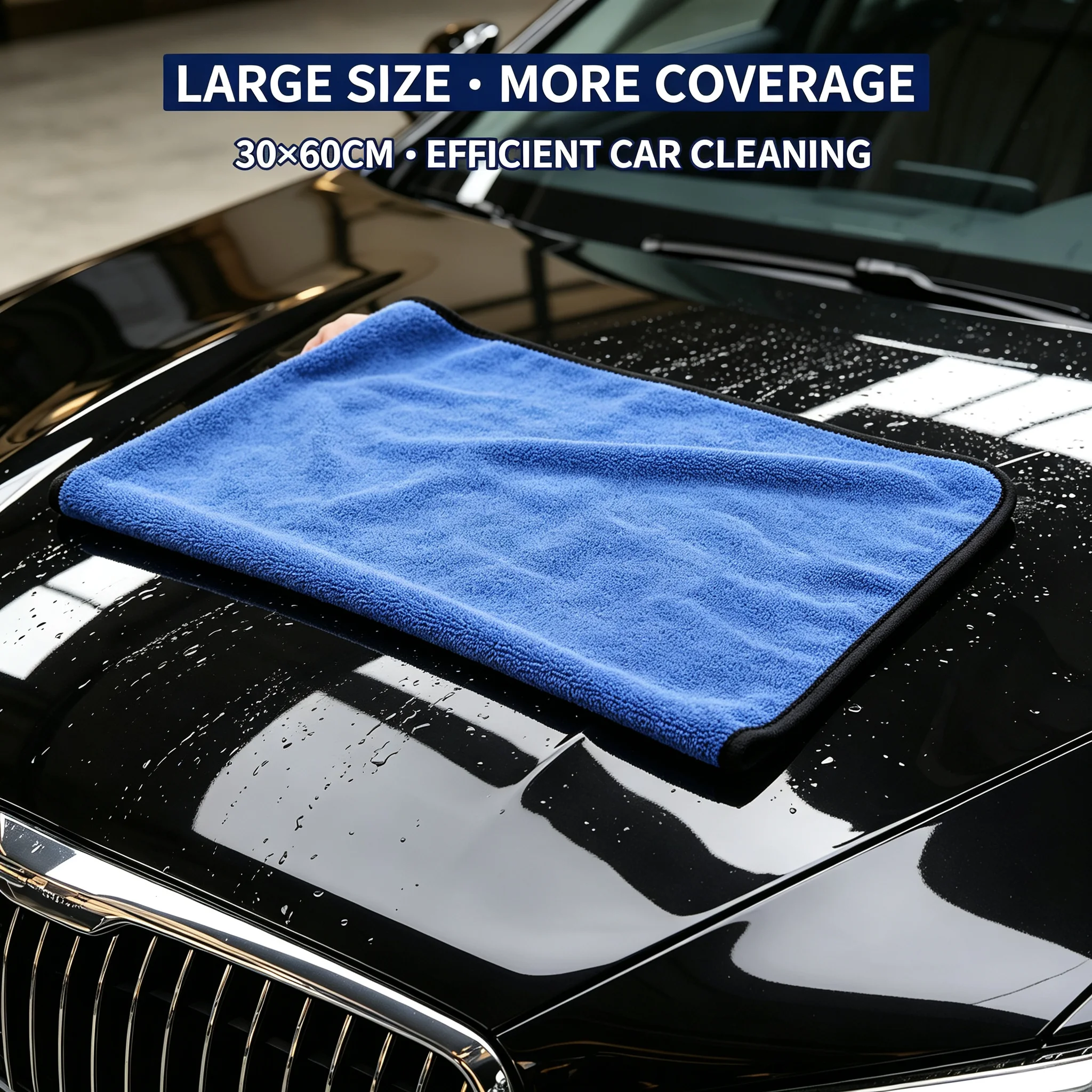 TILONDEX Blue Microfiber Car Detailing Towel 30x60cm Double Sided Car Cleaning Cloth Auto Wash Drying Towel Reusable 1-7PCS