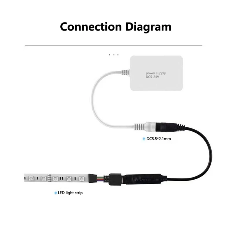 Mini LED Controller Bluetooth APP Dimming Control DC 12V 24V 6A RGB Color Strip Light Smart Wireless Constant Voltage PWM Dimmer